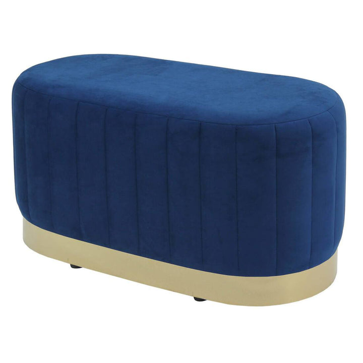 Hodge and Hodge Aurora Velvet Oval Ottoman Seat Gold Base Classic Blue