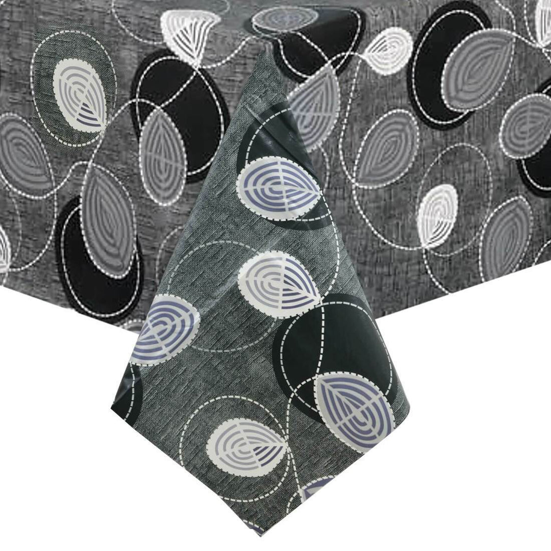 Monochrome Swirl Large Tablecloth Wipe Clean PVC Table Cover