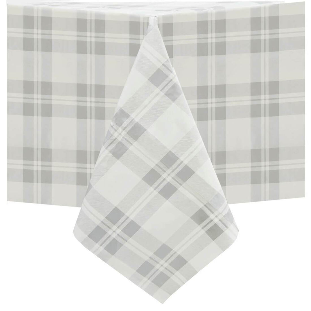 Checked Design Large Tablecloth Wipe Clean PVC Vinyl Table Cover Checked Grey