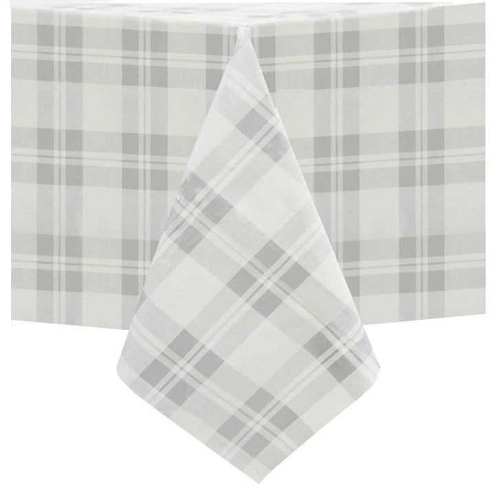 Checked Design Large Tablecloth Wipe Clean PVC Vinyl Table Cover Checked Grey