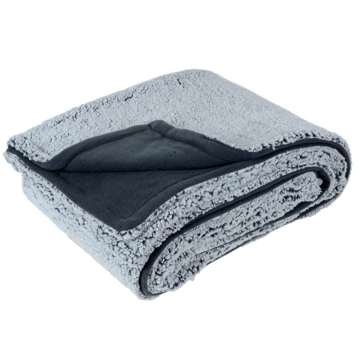 Hodge & Hodge Sherpa Fleece Blanket Throw Grey Reversible