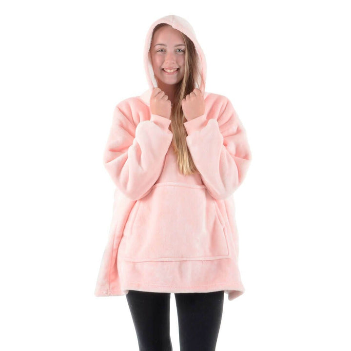 Teens Hoodie Blanket Unisex Oversized Sherpa Fleece Sweatshirt Baby Pink
