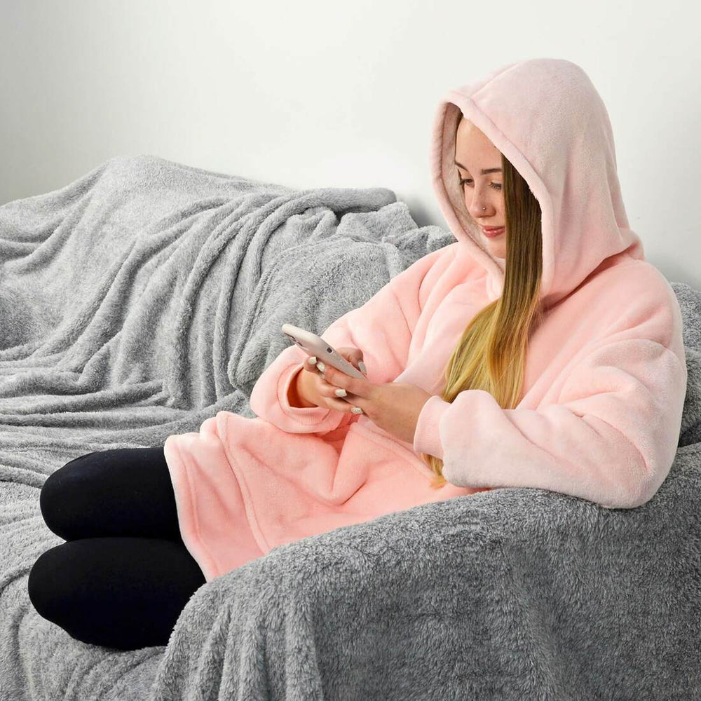 Teens Hoodie Blanket Unisex Oversized Sherpa Fleece Sweatshirt