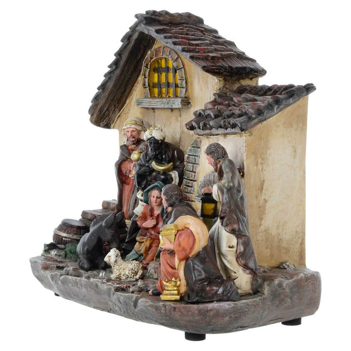 Light Up Nativity Scene Resin Christmas Decoration 16 LED 29cm