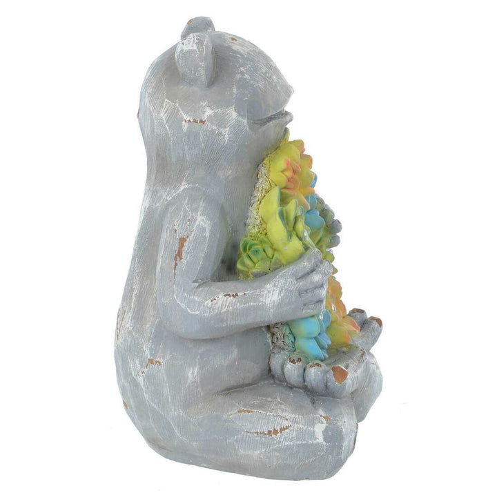 Solar Garden Ornament With Flower Garland 6 White LED Lights