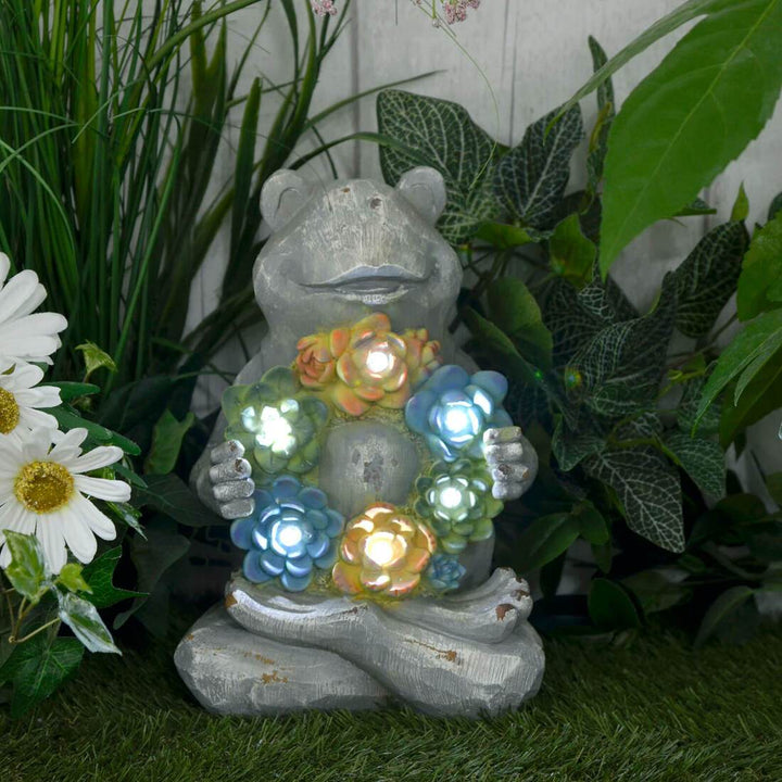 Solar Garden Ornament With Flower Garland 6 White LED Lights