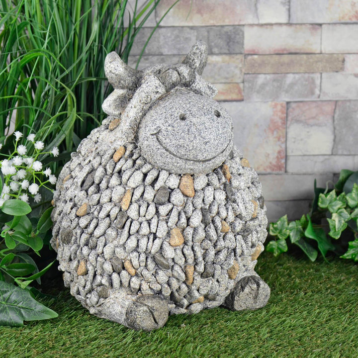 Sitting Animal Garden Ornament Grey Beige Mosaic Body 29cm