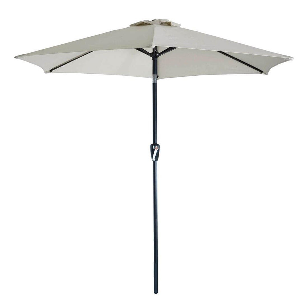 2.5m Round Parasol Crank Tilting Garden Patio Shade Umbrella Silver