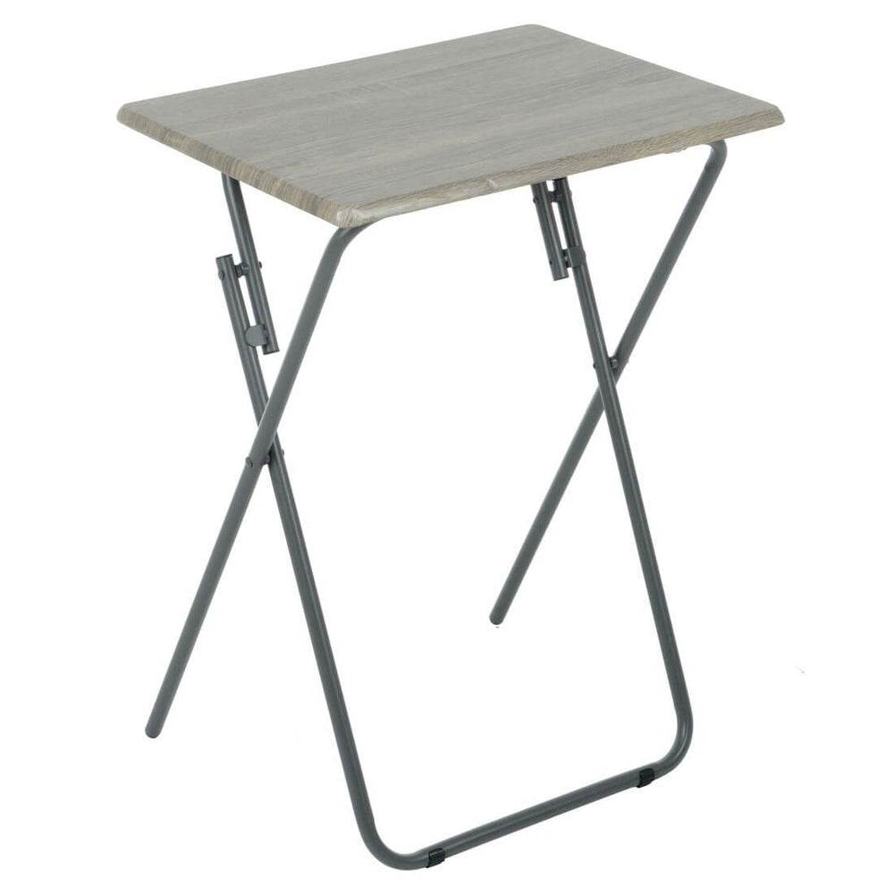 Folding Side Table TV Dinner Portable Bedside Coffee Grey Black Grey