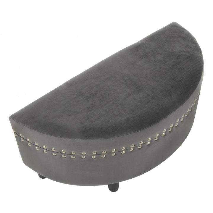 Half Moon Storage Ottoman Velvet Round Padded Seat