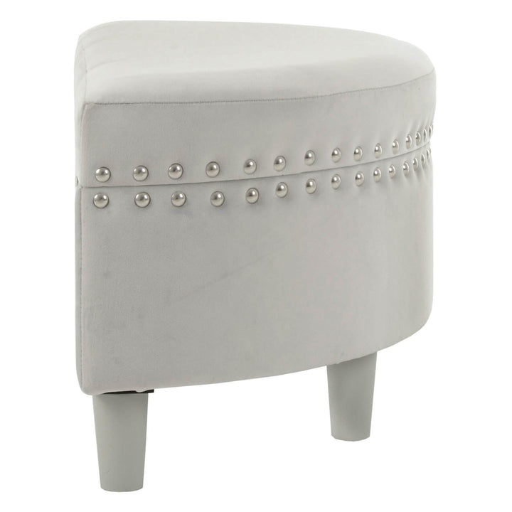 Half Moon Storage Ottoman Velvet Round Padded Seat
