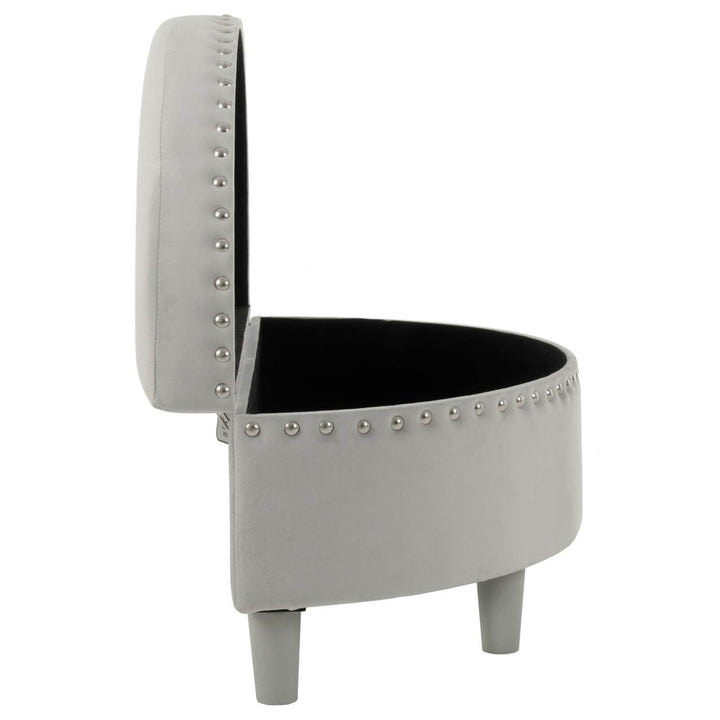 Half Moon Storage Ottoman Velvet Round Padded Seat