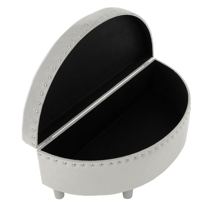Half Moon Storage Ottoman Velvet Round Padded Seat