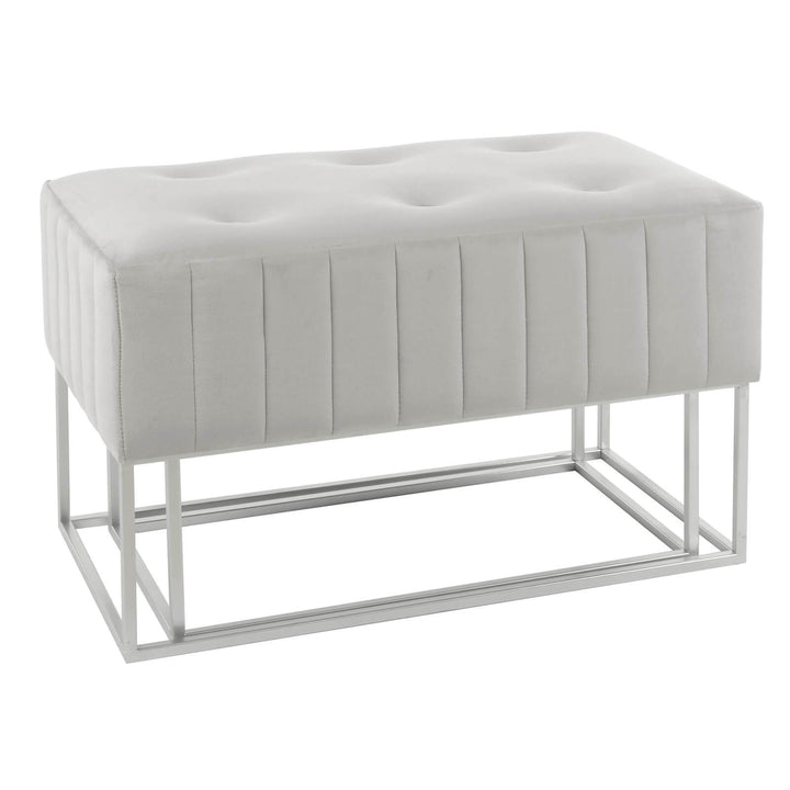 Set Of 2 Nesting Stools Velvet Padded Seats Silver Metal Legs Silver