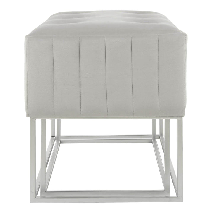 Set Of 2 Nesting Stools Velvet Padded Seats Silver Metal Legs