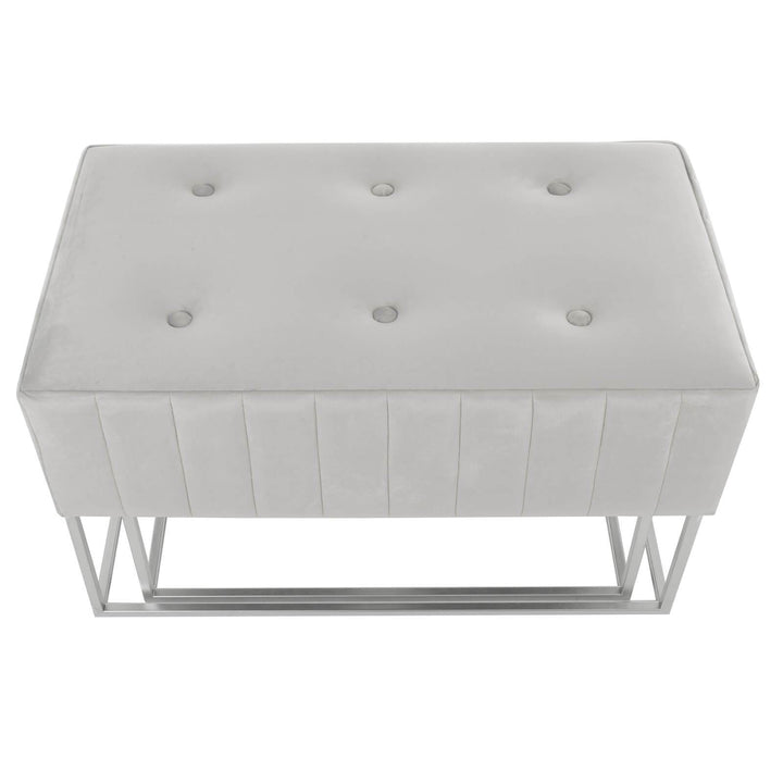 Set Of 2 Nesting Stools Velvet Padded Seats Silver Metal Legs