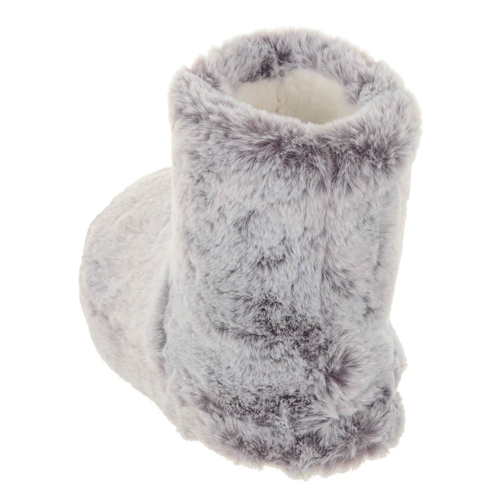 Womens Luxury Bootie Slippers Grey Faux Fur Non Slip - Isla