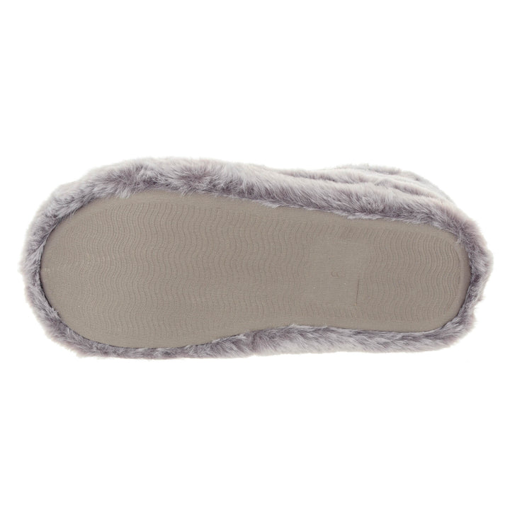 Womens Luxury Bootie Slippers Grey Faux Fur Non Slip - Isla