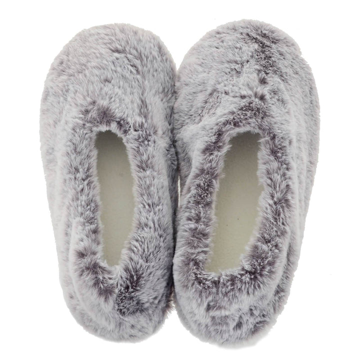 Womens Ballet Slippers Slippers Grey Faux Fur Non Slip - Natalia