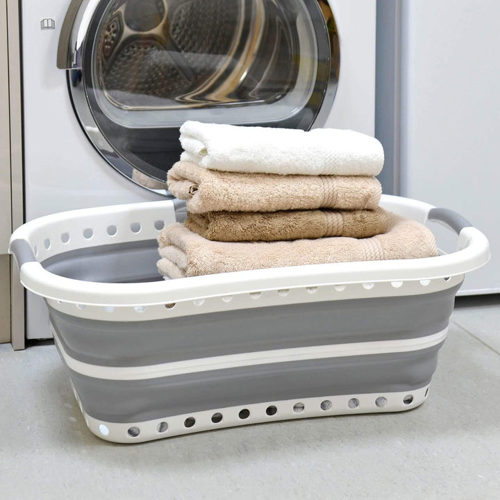 Collapsible Laundry Basket Space Saver Curved Side 37L
