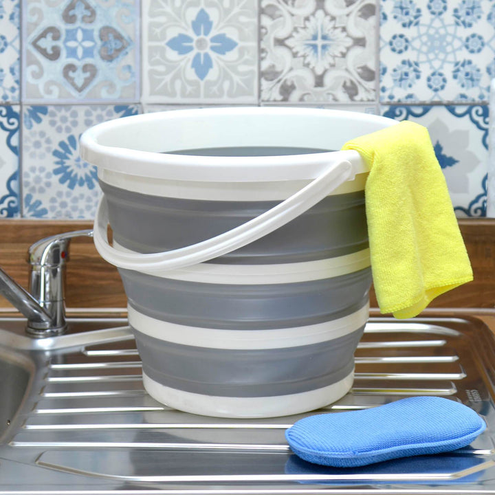 Collapsible Bucket With Handle 10L Space Saving Camping Caravan