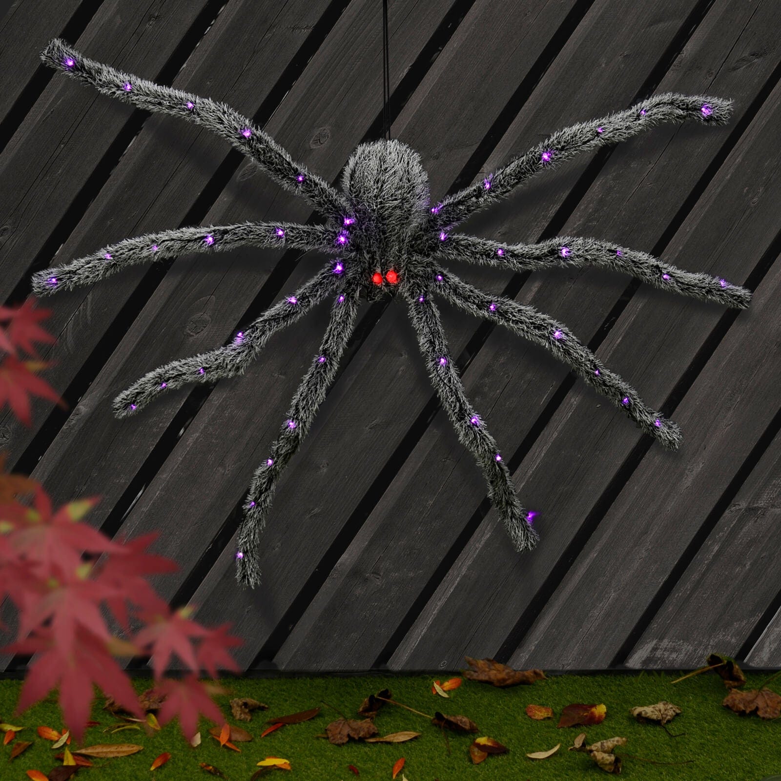 5ft LED Giant Spider Outdoor Halloween Prop Purple Red Lights XS