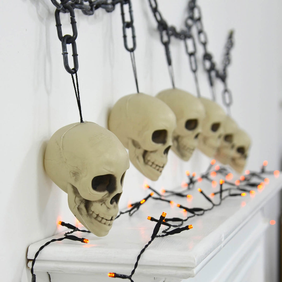 2m Halloween Garland 6 Skulls On Chain Party Decoration