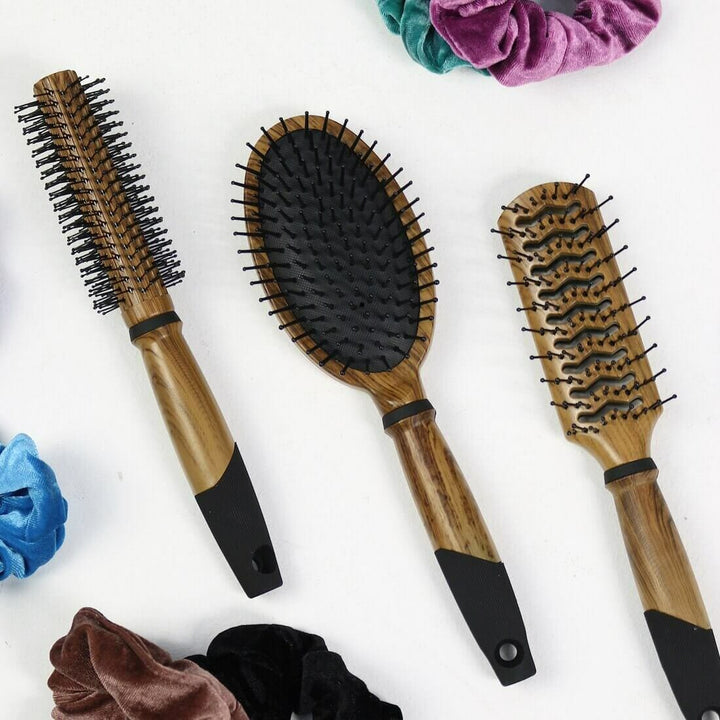 3 Piece Hair Brush Styling Set Transparent Bag