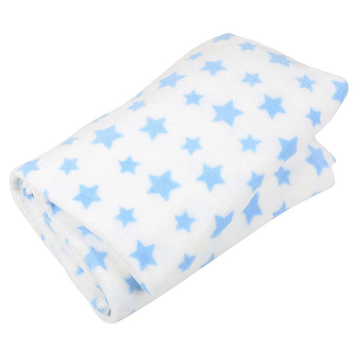 White With Stars Microfleece Blanket Home Sofa Bed Throw Blue / 150 x 200cm
