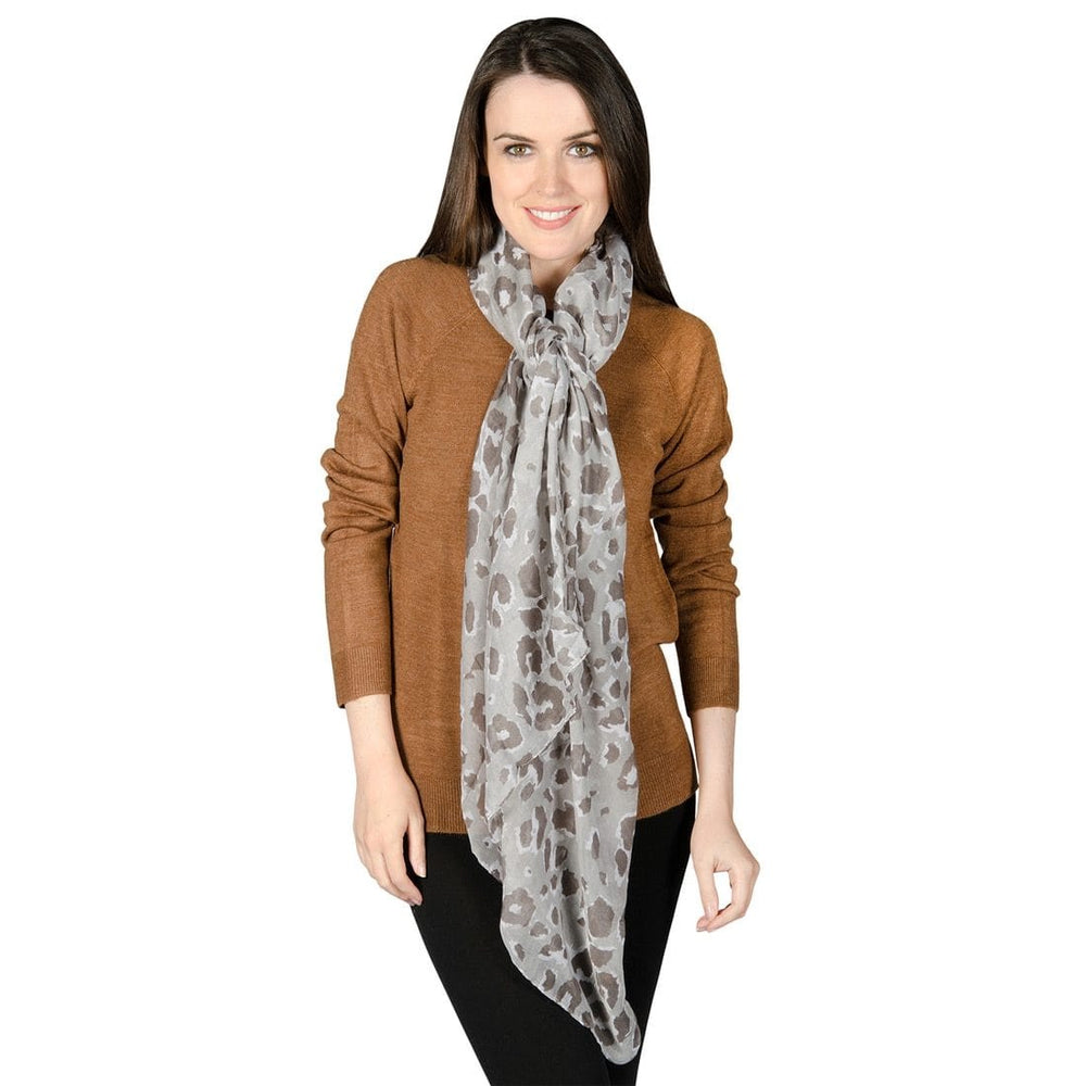 Womens Tanzania Grey Animal Print Lightweight Sheer Scarf