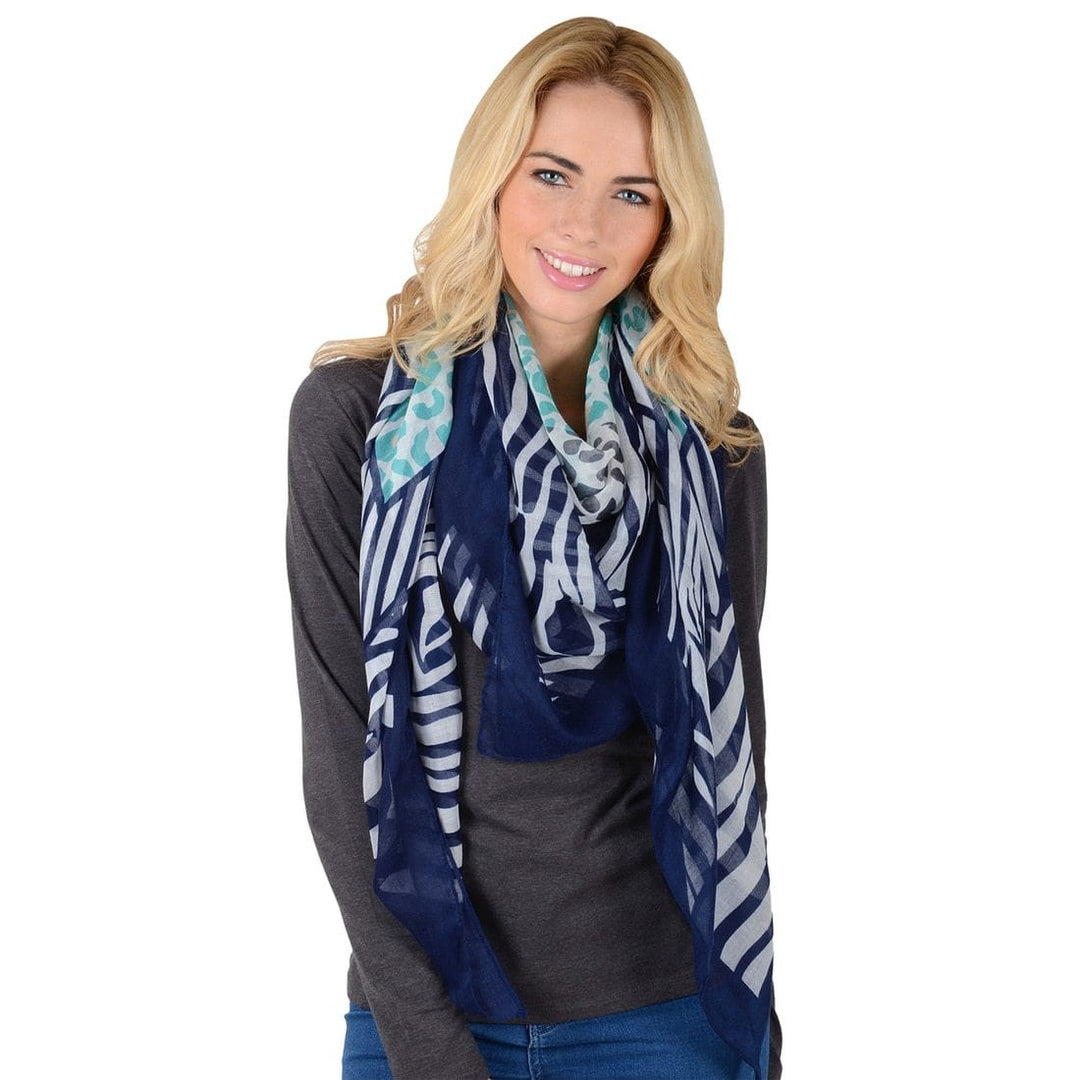 Womens Zambia Animal Print Square Sheer Summer Scarf