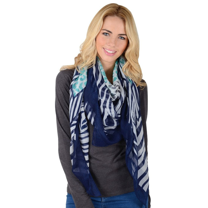 Womens Zambia Animal Print Square Sheer Summer Scarf