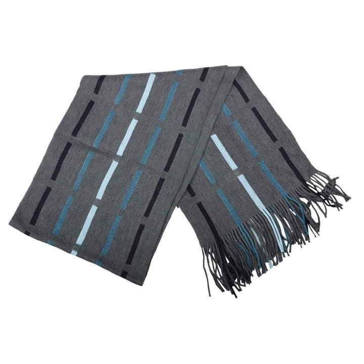 Mens Scarf Traditional Soft Knit Design With Fringe Alberta Charcoal