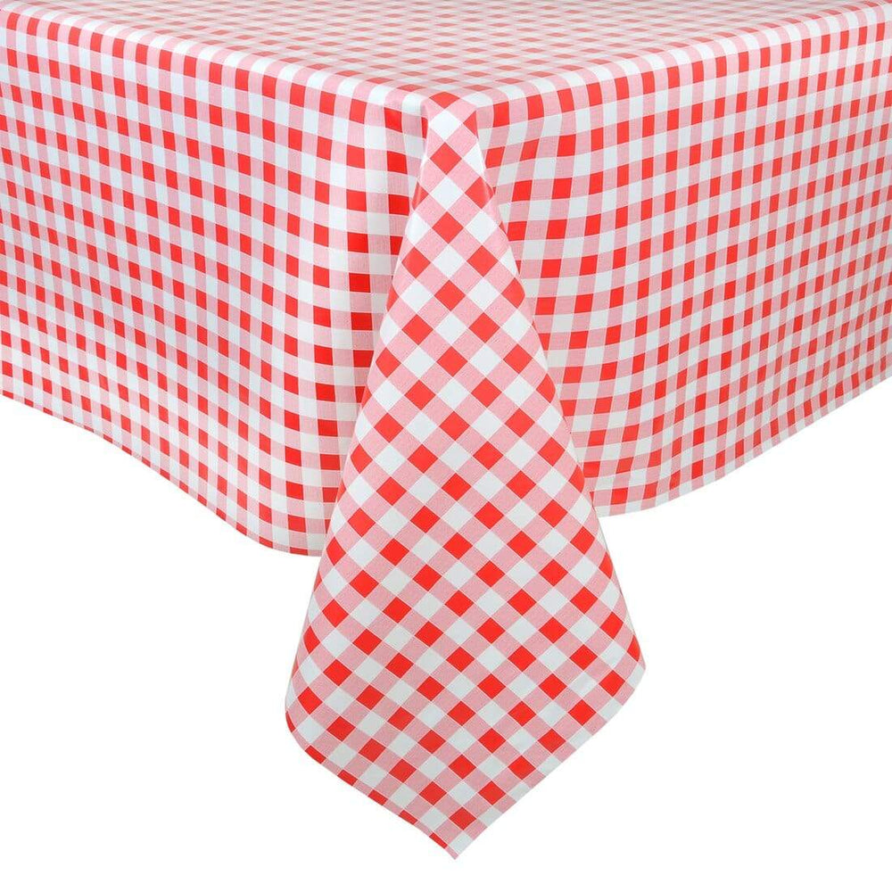Gingham Design Large Tablecloth Wipe Clean PVC Vinyl Table Cover Red