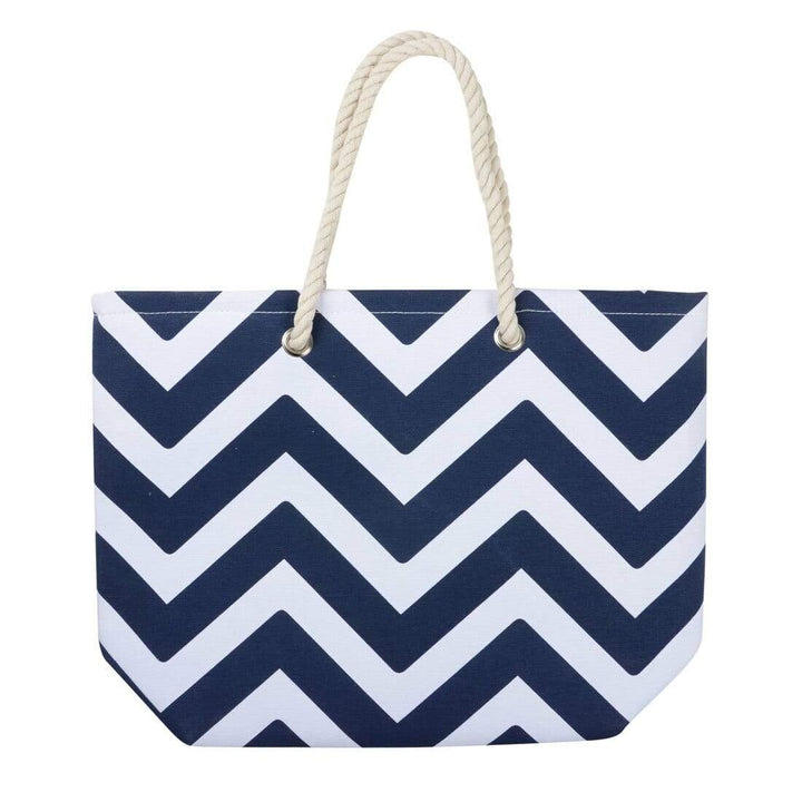Womens Chevron Canvas Beach Shoulder Bag Shopping Tote