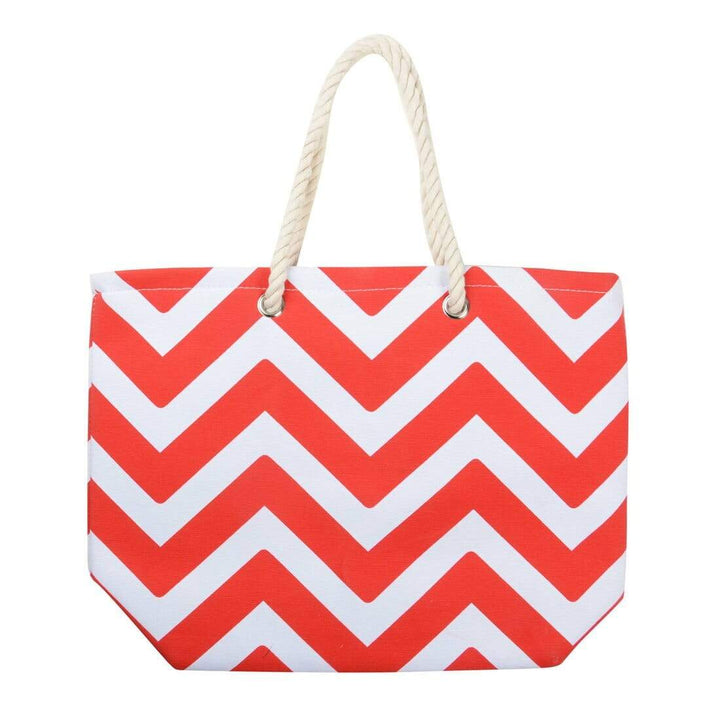 Womens Chevron Canvas Beach Shoulder Bag Shopping Tote