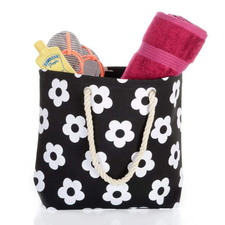 Womens Flower Canvas Beach Shoulder Bag Shopping Tote