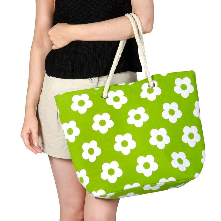 Womens Flower Canvas Beach Shoulder Bag Shopping Tote