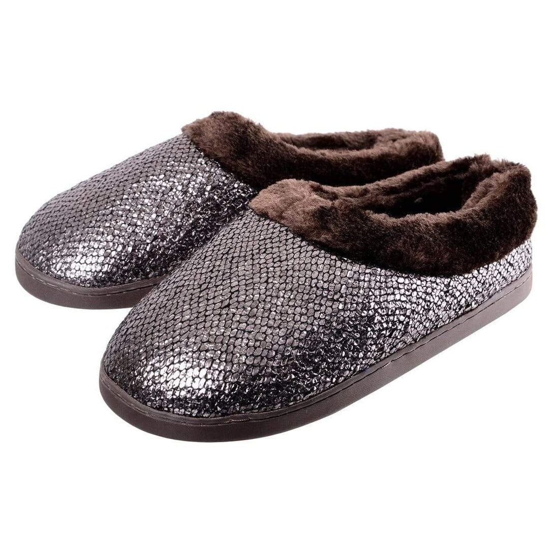 Womens Chloe Slip On Mule Slippers With Faux Fur Lining Chocolate / 3-4
