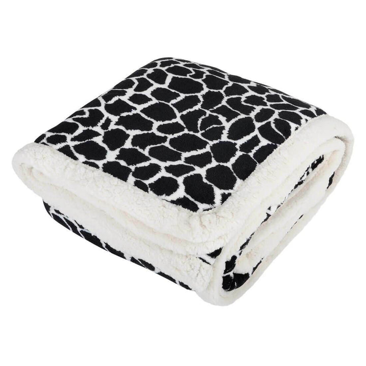 Animal Print Fleece Blanket With Sherpa Trim 2 Sizes Giraffe / 150x200cm