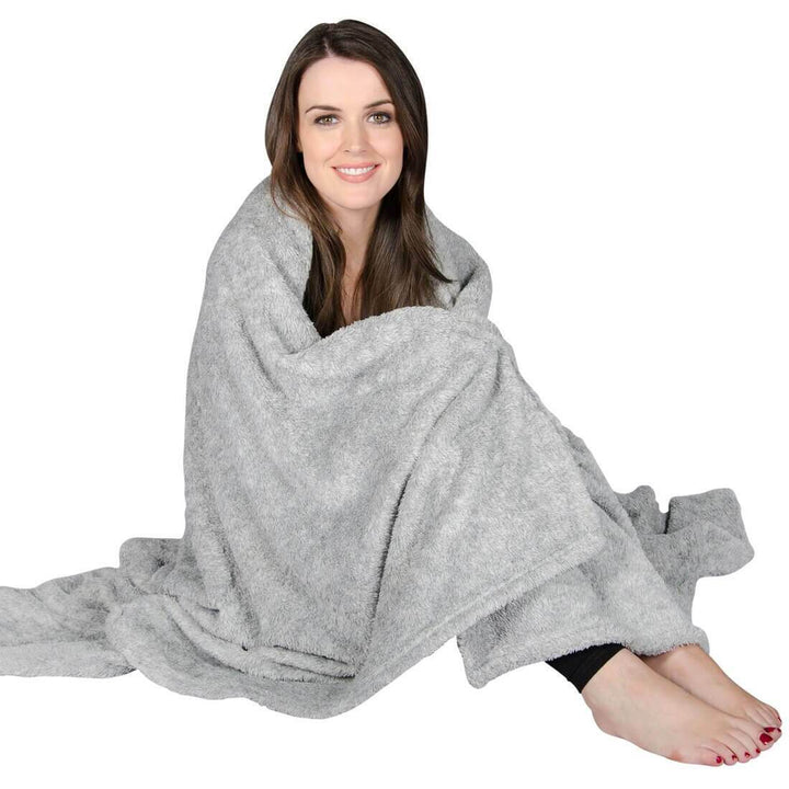 Luxury Grey Long Pile Soft Touch Blanket Throw Various Sizes