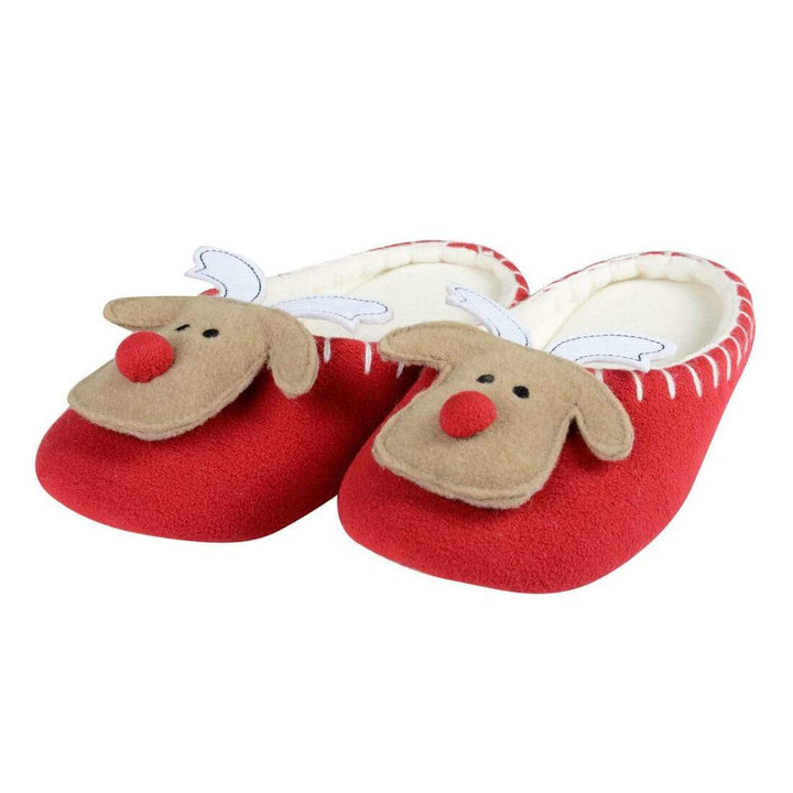 Womens Mule Style Rudolph Reindeer Christmas Slippers 3