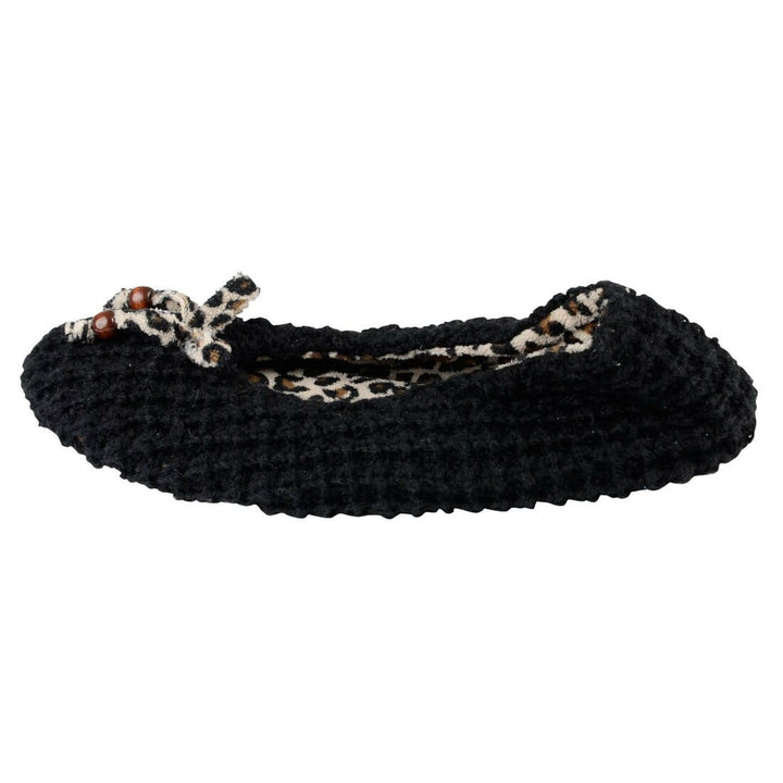 Womens Millie Knitted Ballet Slippers With Leopard Print
