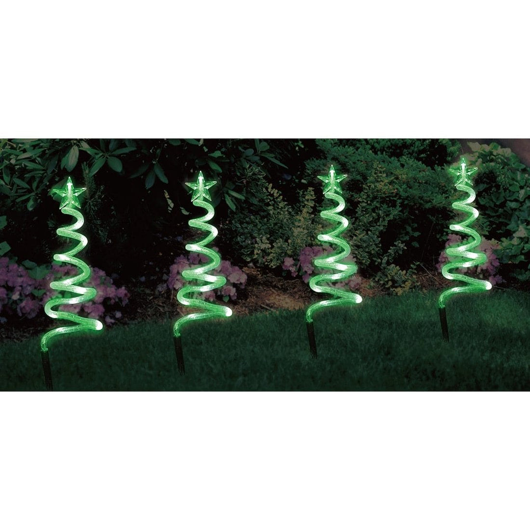 4 Green Spiral Christmas Tree Pathway Outdoor Garden Lights