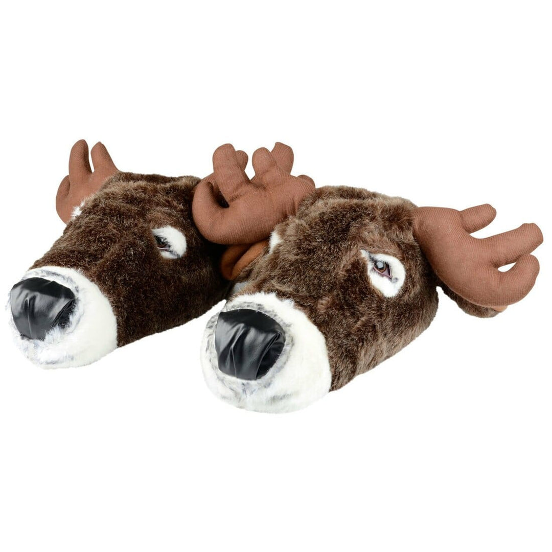 Adults Novelty 3D Antler Reindeer Christmas Slippers 3-4