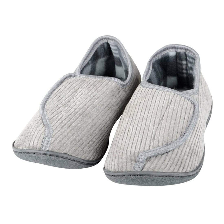 Mens Hook & Loop Fastening Redmond Slippers Non Slip Soles Grey / UK 7