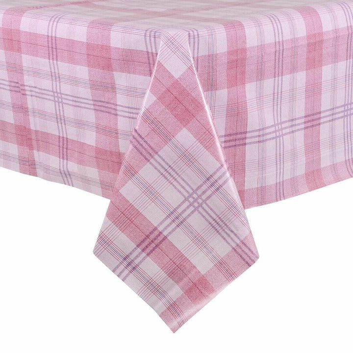 Checked Design Large Tablecloth Wipe Clean PVC Vinyl Table Cover Plaid Pink