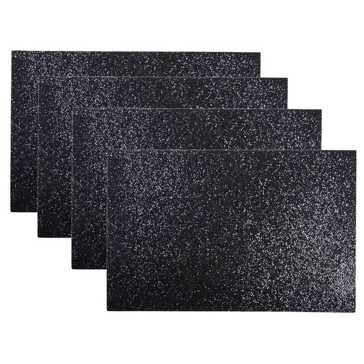 4 Glitter Sparkle Placemats Dining Kitchen Table Mats Black
