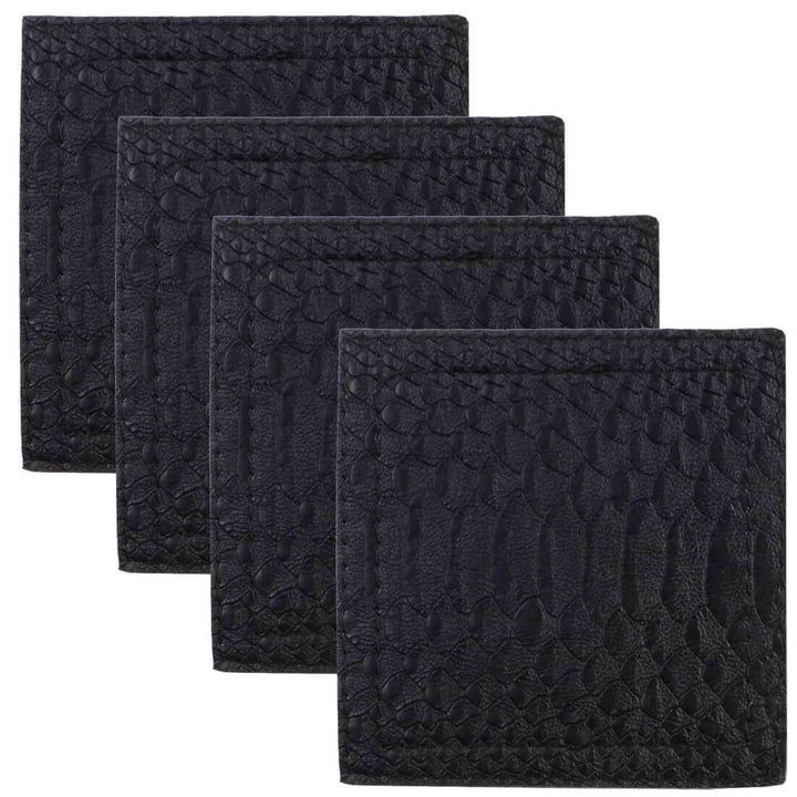 Set Of 4 Faux Leather Coasters Drinks Table Dining Tableware Liquorice