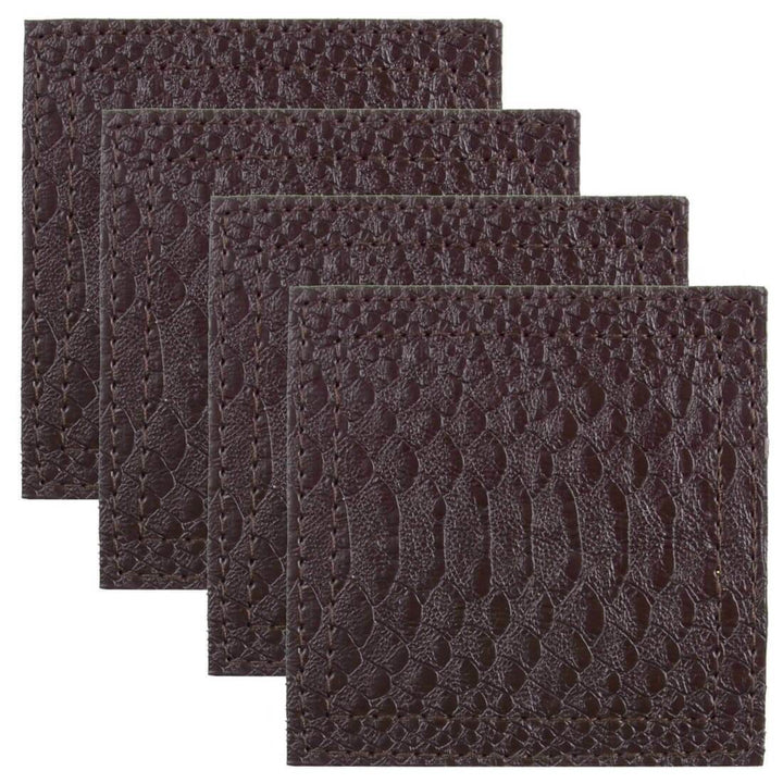 Set Of 4 Faux Leather Coasters Drinks Table Dining Tableware Chocolate
